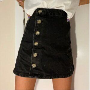 ASOS tortoise button denim MINI skirt Size 24